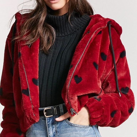 forever 21 heart fuzzy sweater